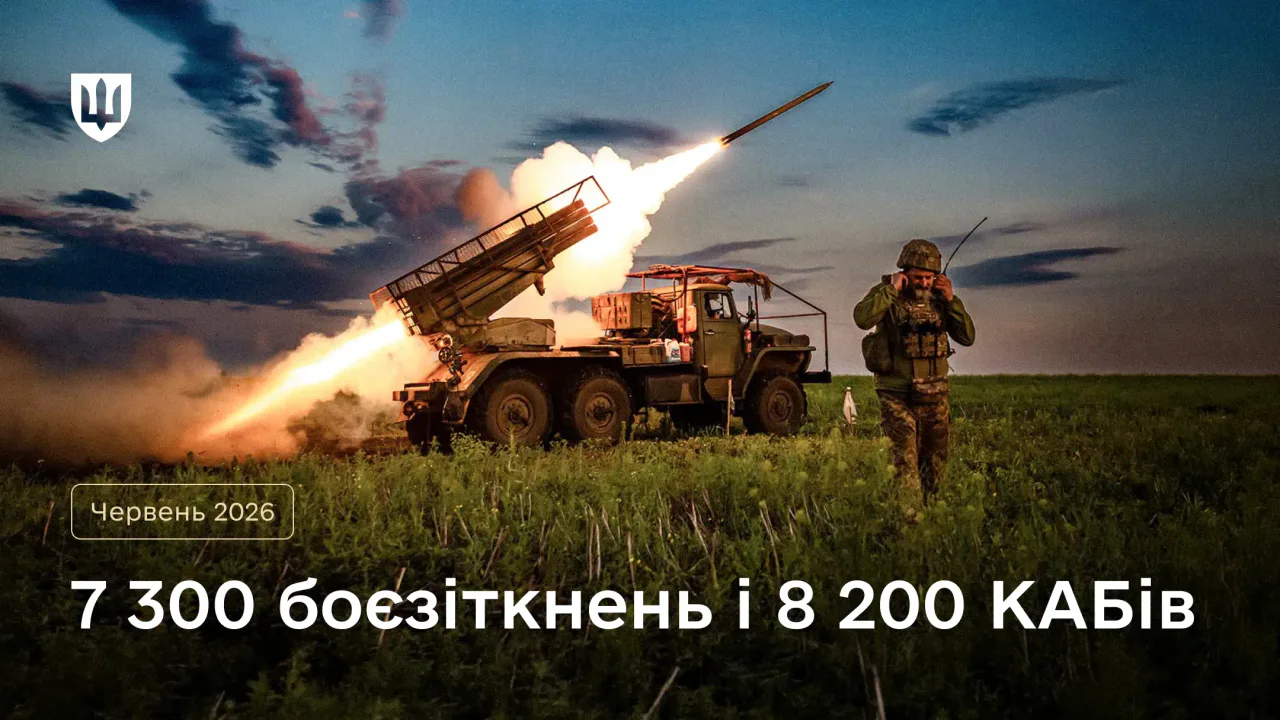 Інфографіка Міноборони України про бойові зіткнення та КАБи у червні 2026 року