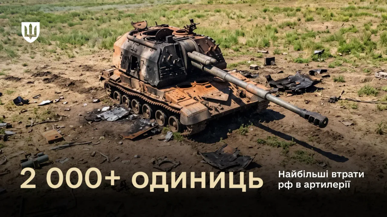 Знищена та обгоріла самохідна артилерійська установка рф серед поля